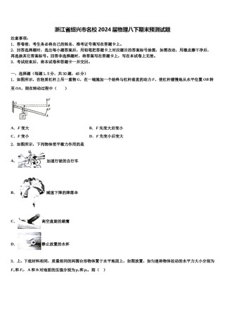 浙江省绍兴市名校2024届物理八下期末预测试题含解析.doc