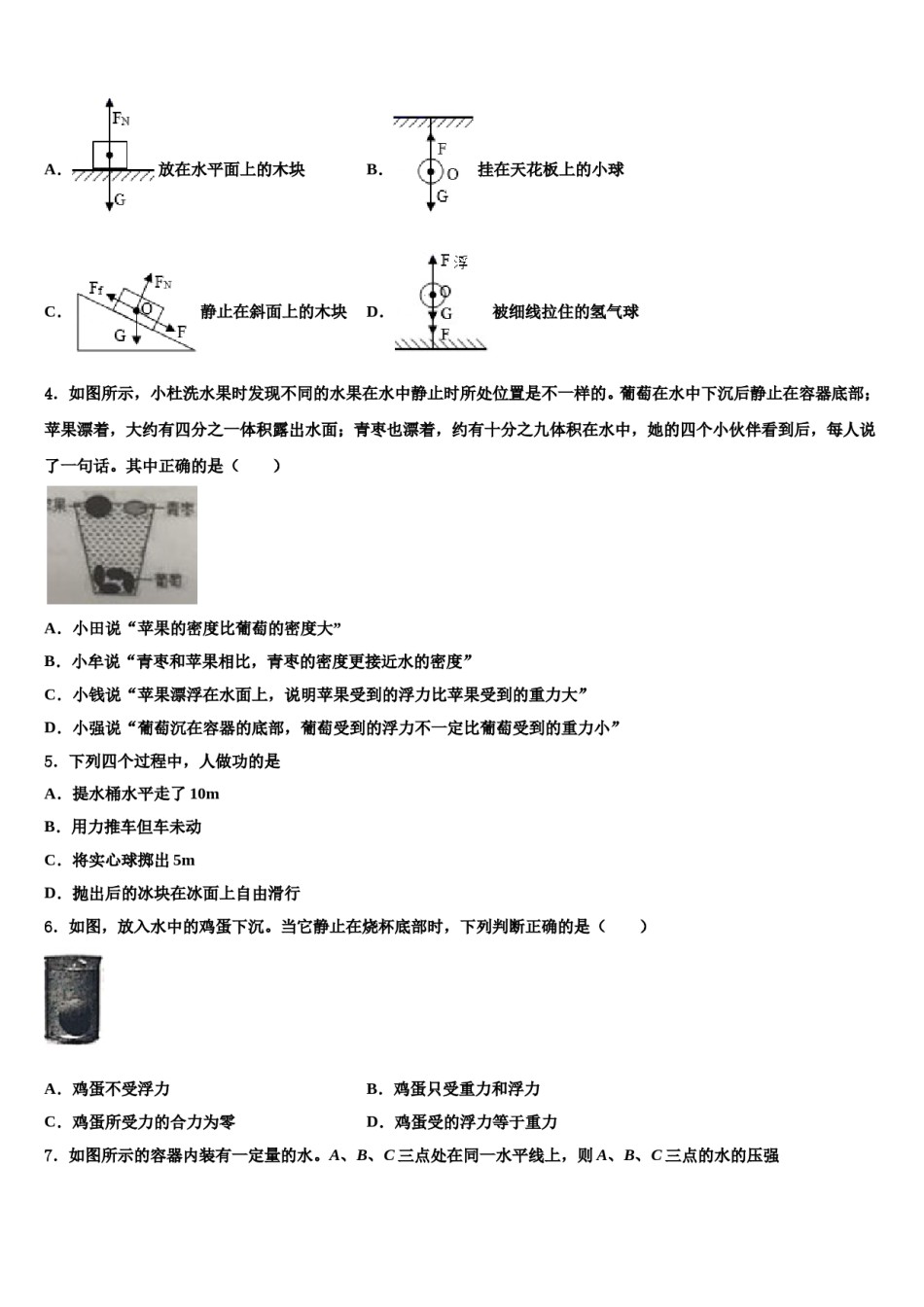 浙江省绍兴市嵊州市2024年八下物理期末教学质量检测模拟试题含解析.doc_第1页