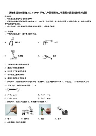 浙江省绍兴市暨阳2023-2024学年八年级物理第二学期期末质量检测模拟试题含解析.doc