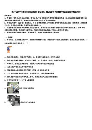 浙江省绍兴市柯桥区六校联盟2024届八年级物理第二学期期末经典试题含解析.doc