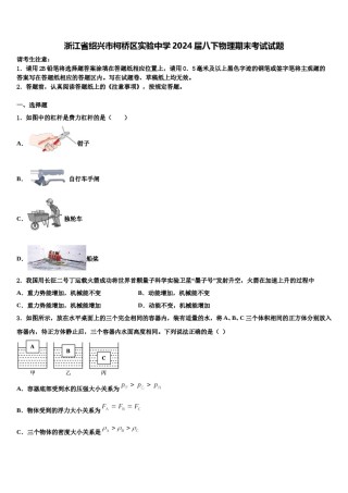 浙江省绍兴市柯桥区实验中学2024届八下物理期末考试试题含解析.doc