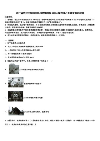 浙江省绍兴市柯桥区杨汛桥镇中学2024届物理八下期末调研试题含解析.doc