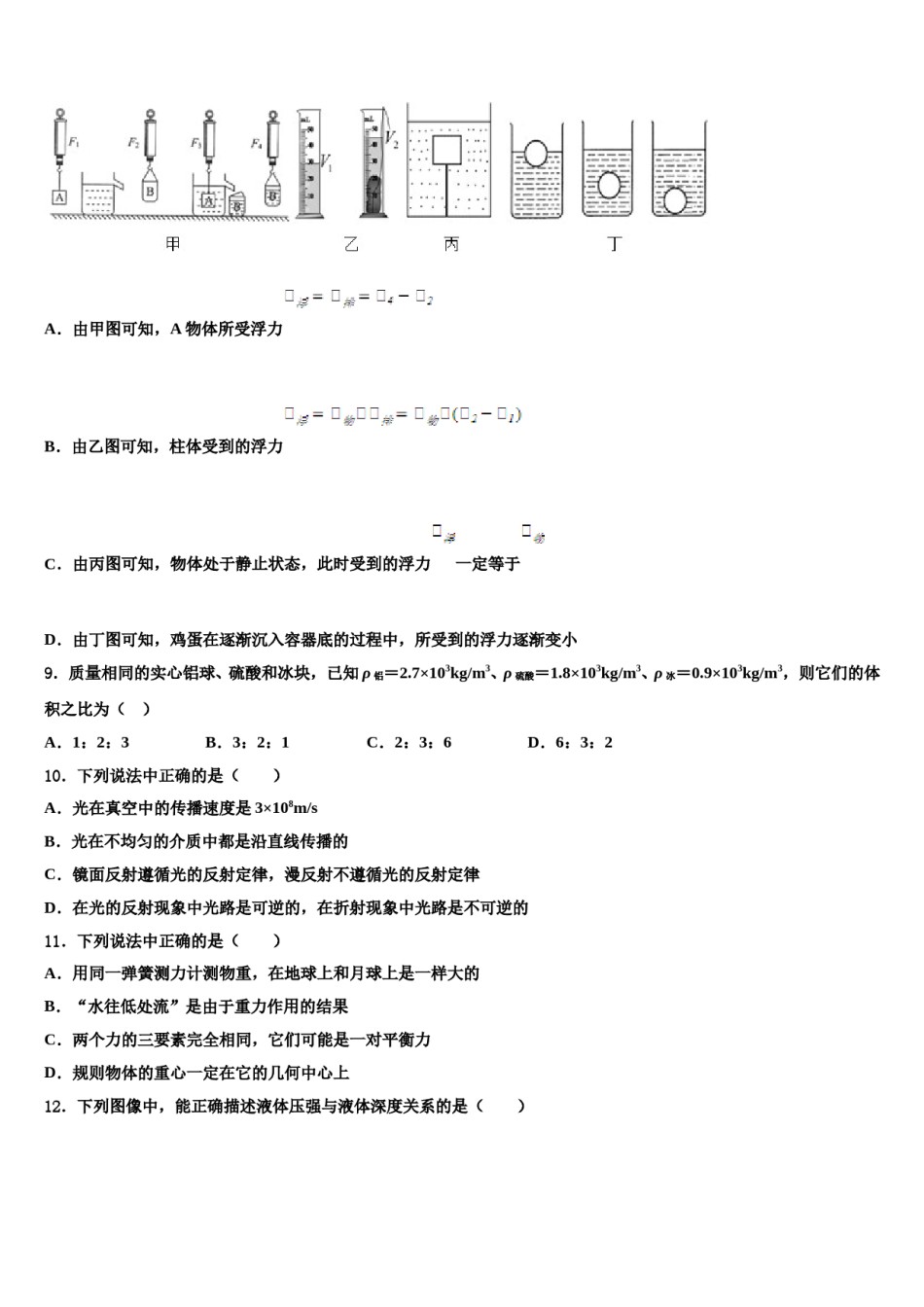 浙江省绍兴市越城区袍江中学2023-2024学年八下物理期末达标检测试题含解析.doc_第3页