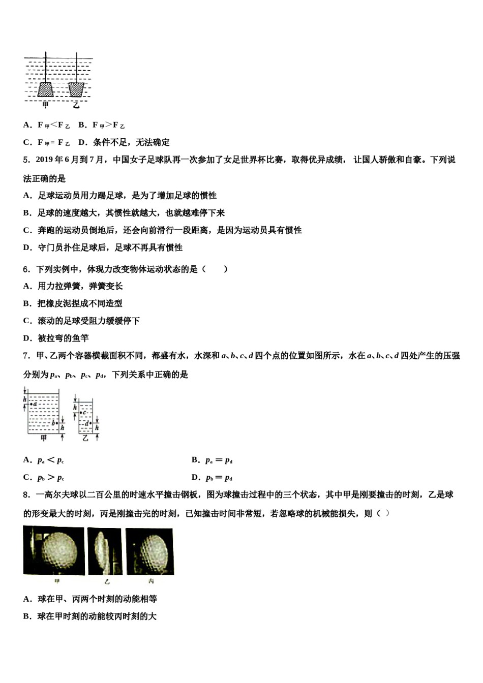 浙江省苍南县2024届物理八下期末综合测试试题含解析.doc_第2页
