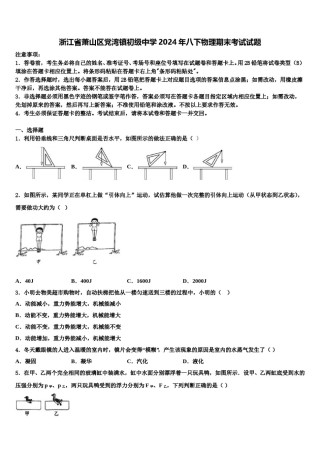 浙江省萧山区党湾镇初级中学2024年八下物理期末考试试题含解析.doc