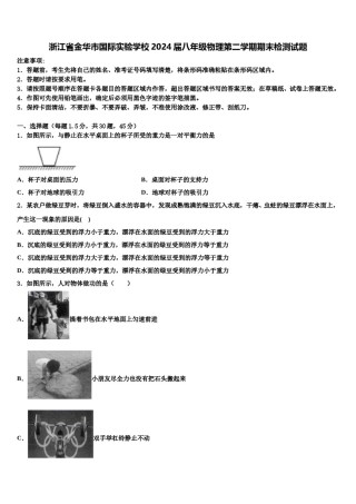 浙江省金华市国际实验学校2024届八年级物理第二学期期末检测试题含解析.doc
