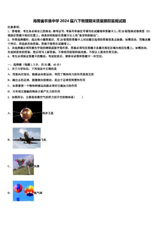 海南省农垦中学2024届八下物理期末质量跟踪监视试题含解析.doc