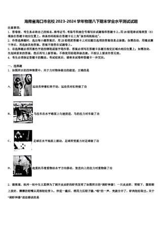 海南省海口市名校2023-2024学年物理八下期末学业水平测试试题含解析.doc