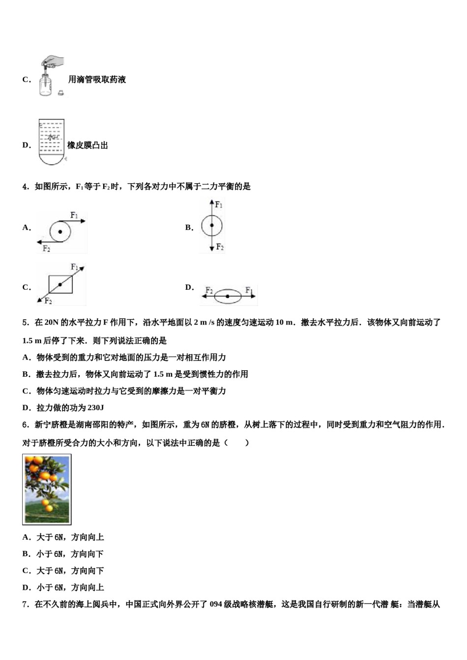 海南省海口市名校2024年物理八下期末检测试题含解析.doc_第2页