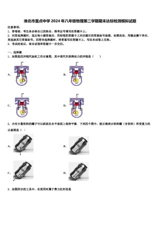 淮北市重点中学2024年八年级物理第二学期期末达标检测模拟试题含解析.doc
