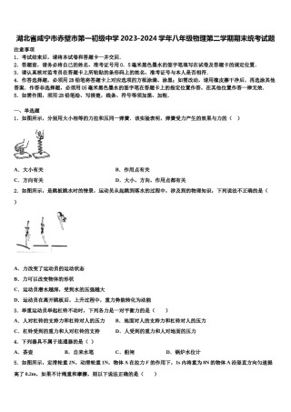 湖北省咸宁市赤壁市第一初级中学2023-2024学年八年级物理第二学期期末统考试题含解析.doc