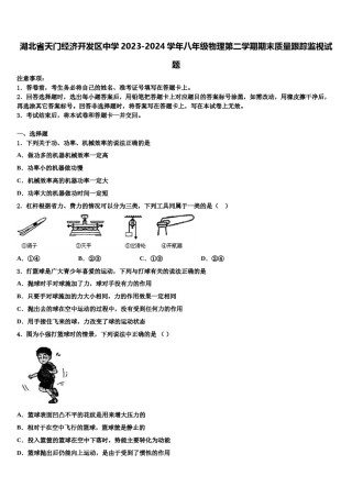 湖北省天门经济开发区中学2023-2024学年八年级物理第二学期期末质量跟踪监视试题含解析.doc