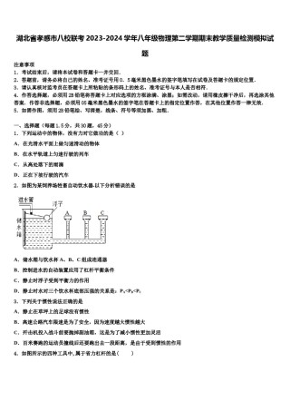 湖北省孝感市八校联考2023-2024学年八年级物理第二学期期末教学质量检测模拟试题含解析.doc