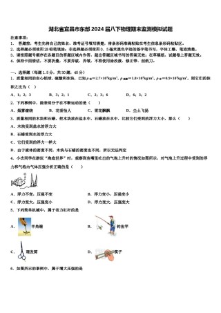 湖北省宜昌市东部2024届八下物理期末监测模拟试题含解析.doc