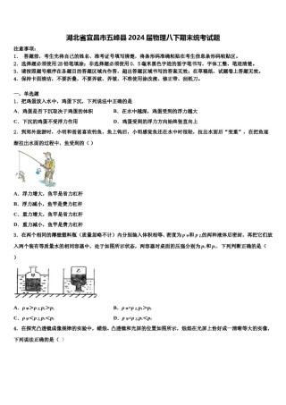 湖北省宜昌市五峰县2024届物理八下期末统考试题含解析.doc