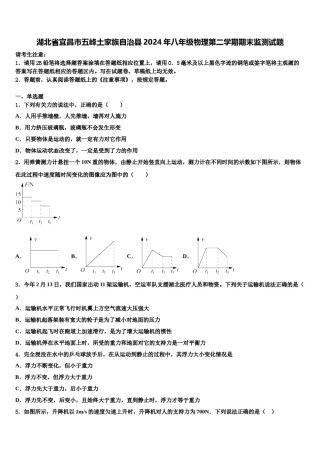 湖北省宜昌市五峰土家族自治县2024年八年级物理第二学期期末监测试题含解析.doc