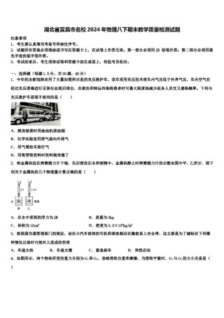 湖北省宜昌市名校2024年物理八下期末教学质量检测试题含解析.doc