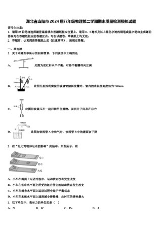 湖北省当阳市2024届八年级物理第二学期期末质量检测模拟试题含解析.doc