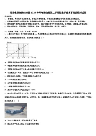 湖北省恩施州鹤峰县2024年八年级物理第二学期期末学业水平测试模拟试题含解析.doc
