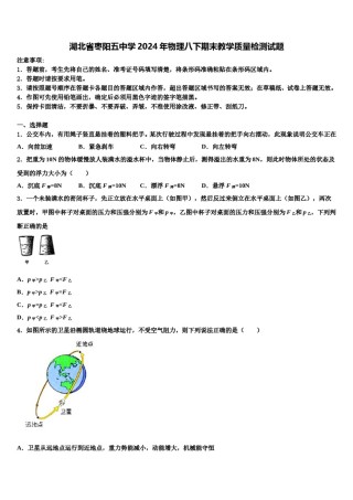 湖北省枣阳五中学2024年物理八下期末教学质量检测试题含解析.doc
