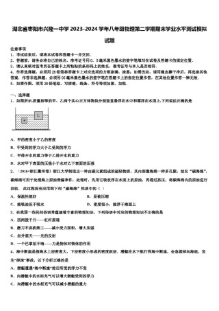 湖北省枣阳市兴隆一中学2023-2024学年八年级物理第二学期期末学业水平测试模拟试题含解析.doc