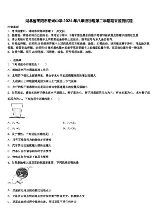 湖北省枣阳市阳光中学2024年八年级物理第二学期期末监测试题含解析.doc