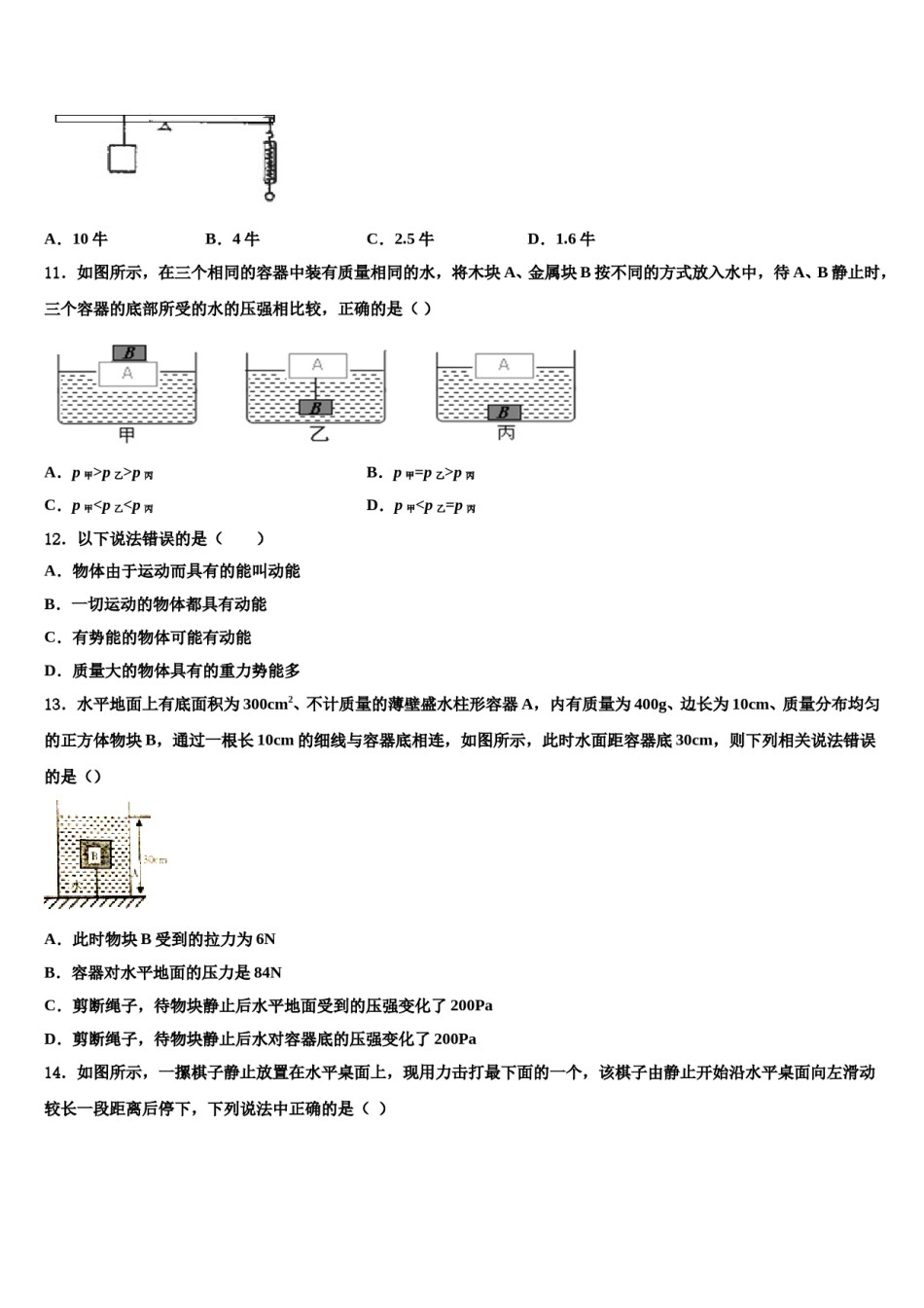 湖北省武汉二中学广雅中学2023-2024学年八年级物理第二学期期末调研模拟试题含解析.doc_第3页
