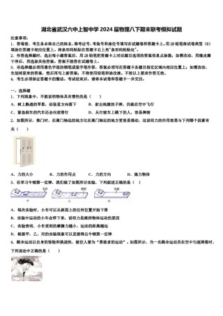 湖北省武汉六中上智中学2024届物理八下期末联考模拟试题含解析.doc