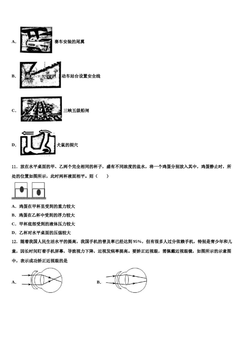 湖北省武汉十二中学2024届八年级物理第二学期期末质量跟踪监视模拟试题含解析.doc_第3页
