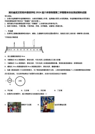 湖北省武汉实验外国语学校2024届八年级物理第二学期期末综合测试模拟试题含解析.doc