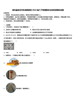 湖北省武汉市东湖高新区2024届八下物理期末达标检测模拟试题含解析.doc