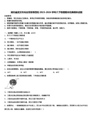湖北省武汉市光谷实验等四校2023-2024学年八下物理期末经典模拟试题含解析.doc