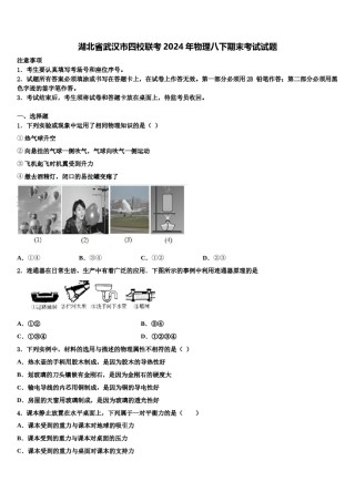 湖北省武汉市四校联考2024年物理八下期末考试试题含解析.doc