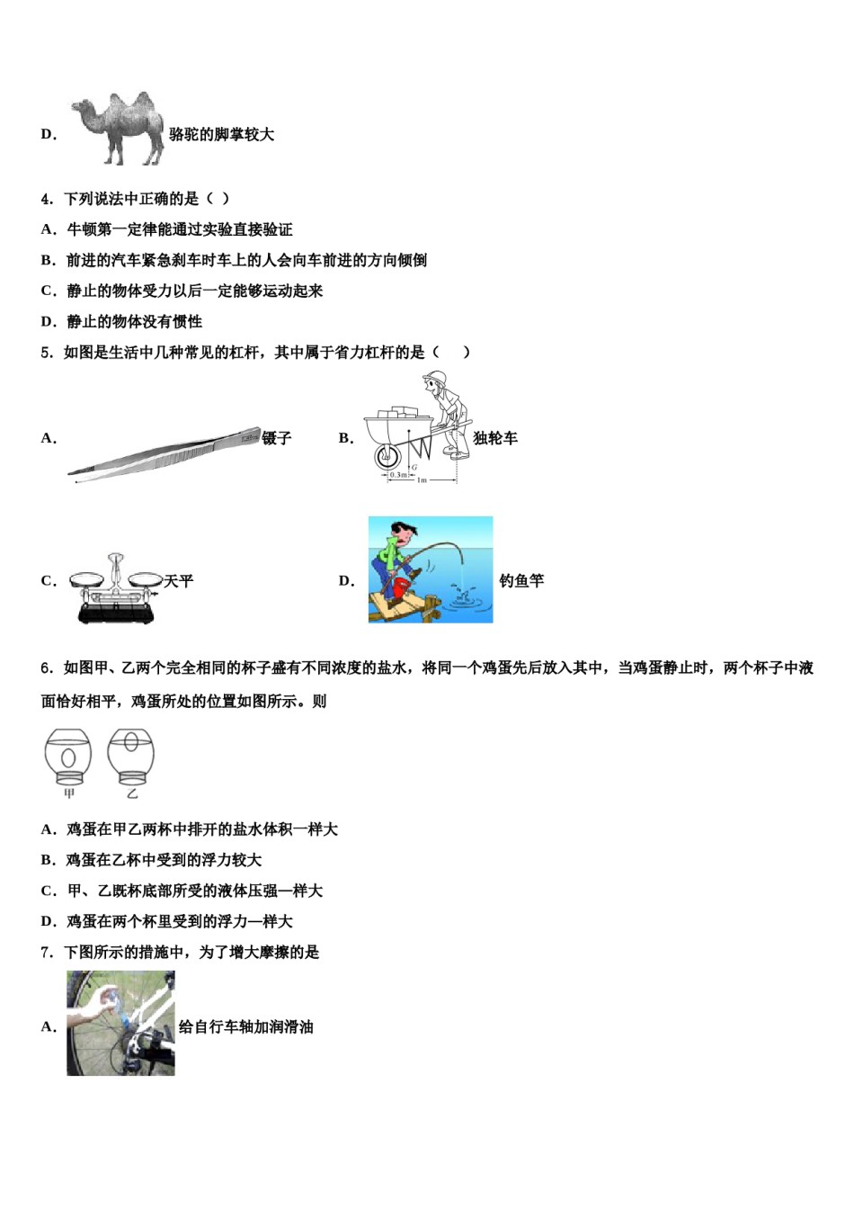 湖北省武汉市武昌区第四十六中学2024届八年级物理第二学期期末综合测试试题含解析.doc_第2页