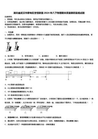 湖北省武汉市蔡甸区誉恒联盟2024年八下物理期末质量跟踪监视试题含解析.doc