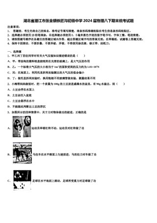 湖北省潜江市张金镇铁匠沟初级中学2024届物理八下期末统考试题含解析.doc