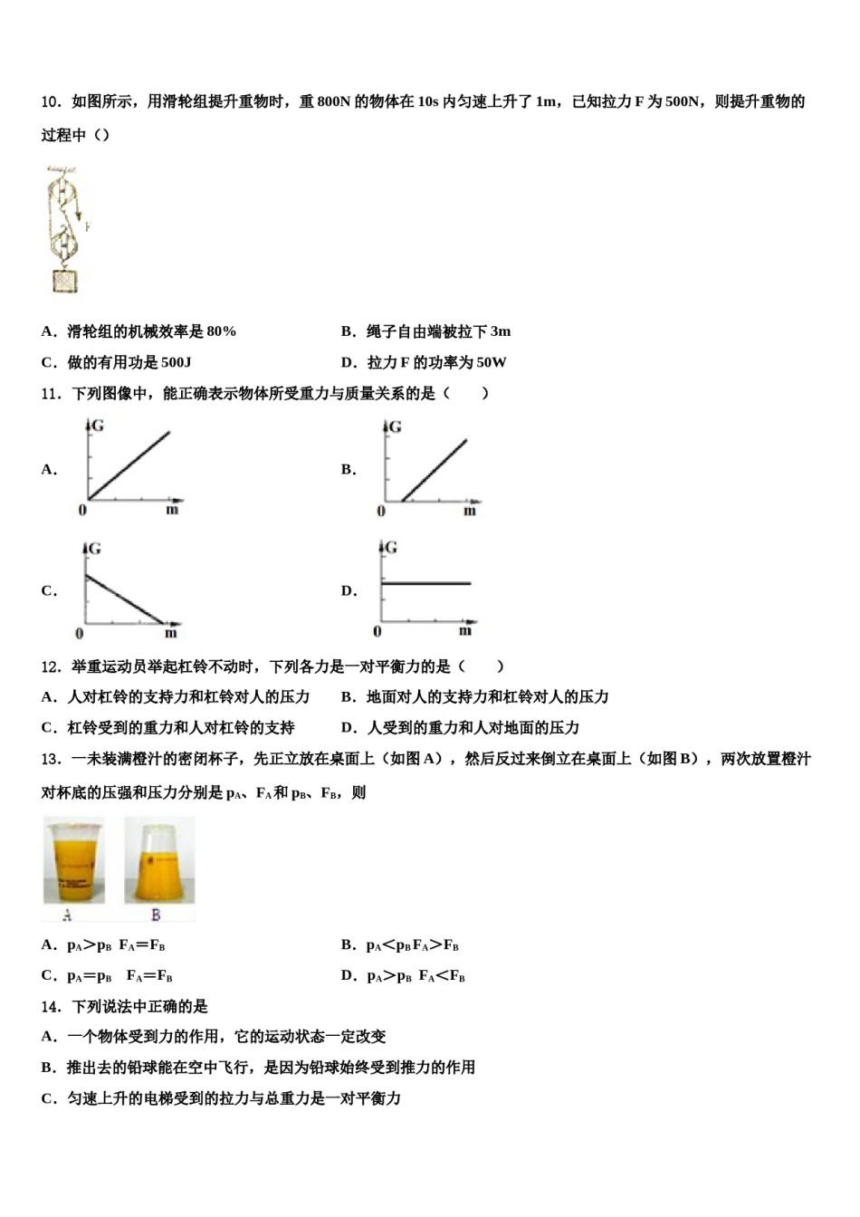 湖北省荆州市南昕学校2024届物理八下期末质量跟踪监视模拟试题含解析.doc_第3页