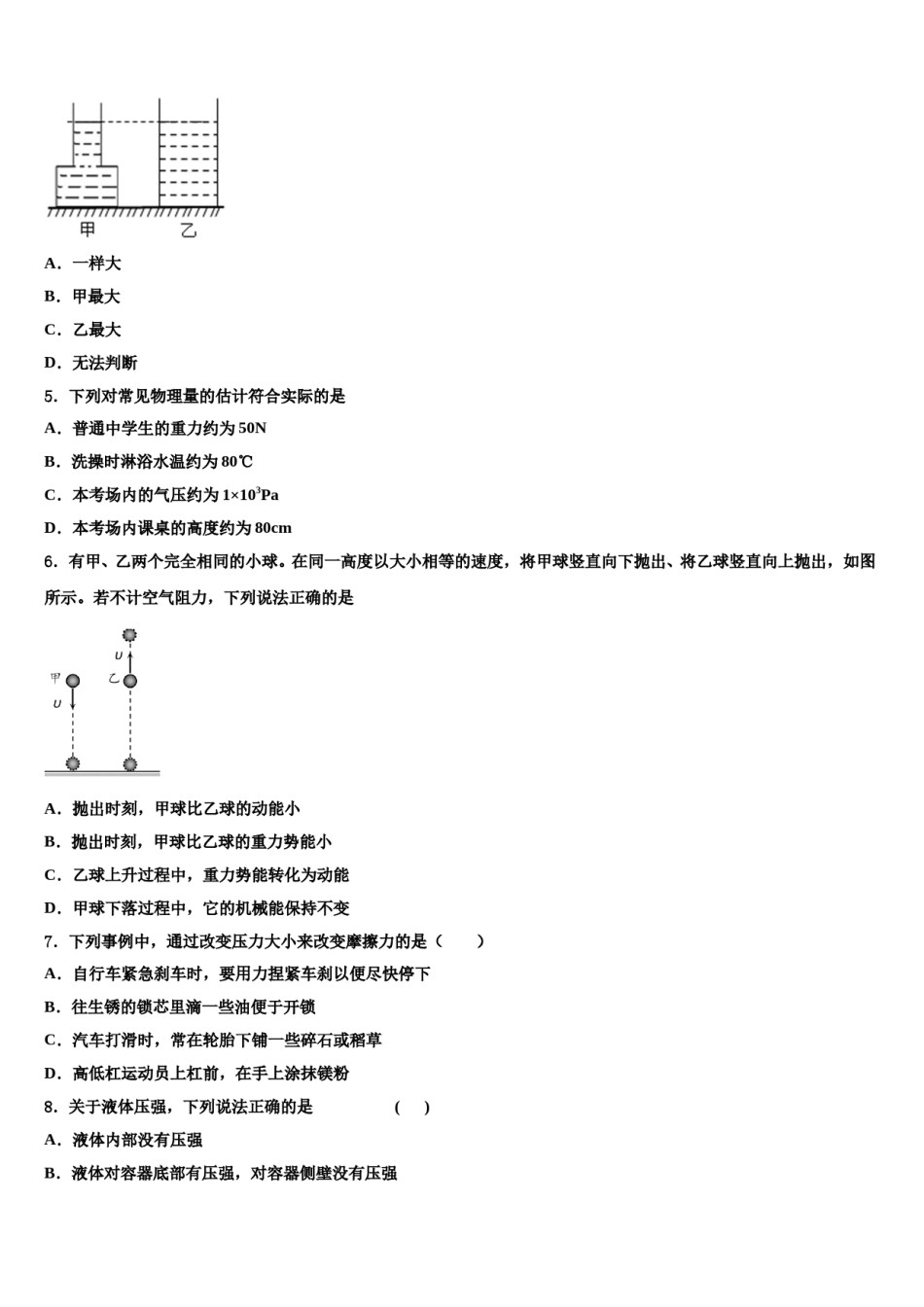 湖北省襄阳市枣阳实验中学2023-2024学年八年级物理第二学期期末达标检测模拟试题含解析.doc_第2页