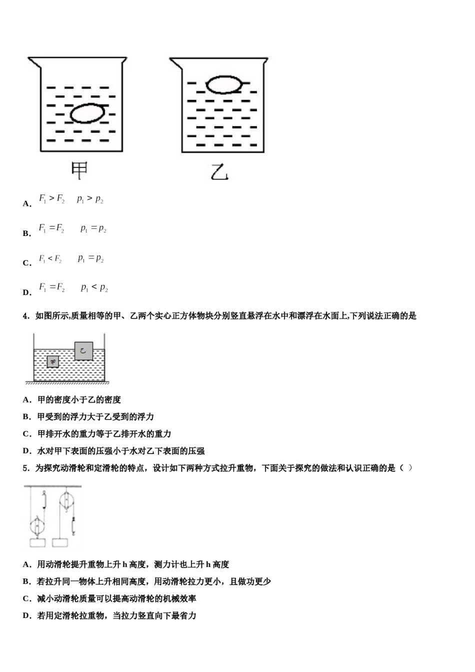 湖北省随州市高新区大堰坡中学2023-2024学年物理八下期末达标检测模拟试题含解析.doc_第2页