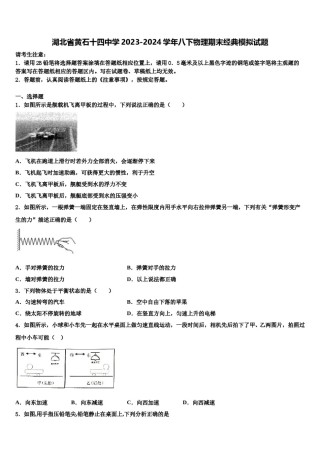 湖北省黄石十四中学2023-2024学年八下物理期末经典模拟试题含解析.doc