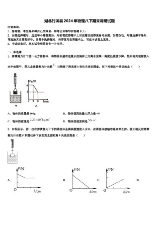 湖北竹溪县2024年物理八下期末调研试题含解析.doc