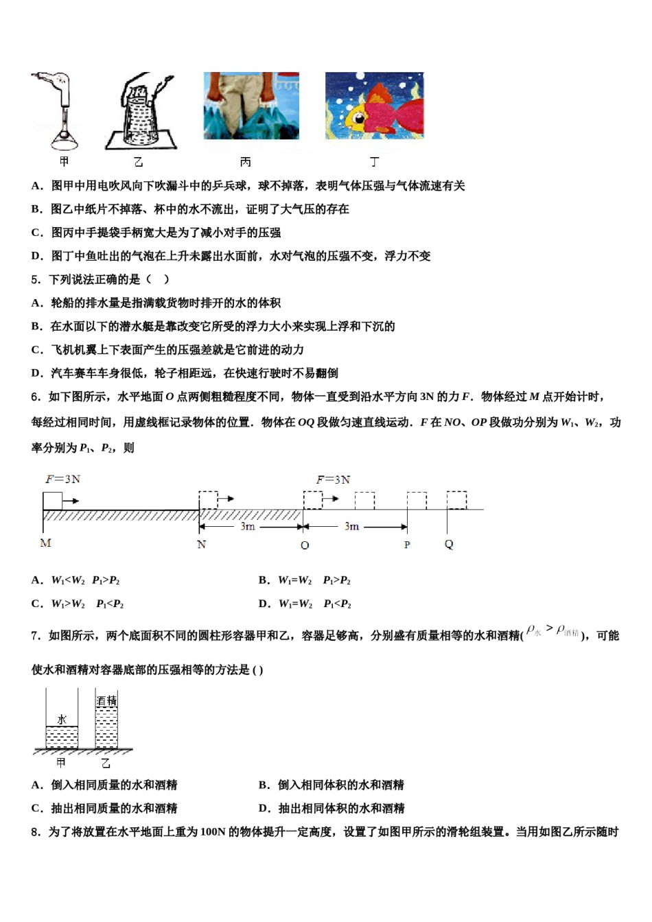湖南师大附中高新实验中学2024年八下物理期末检测试题含解析.doc_第2页