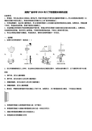 湖南广益中学2024年八下物理期末调研试题含解析.doc