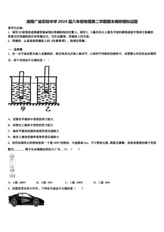 湖南广益实验中学2024届八年级物理第二学期期末调研模拟试题含解析.doc