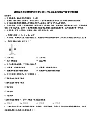 湖南省娄底娄星区四校联考2023-2024学年物理八下期末联考试题含解析.doc