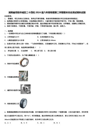 湖南省岳阳市城区二十四校2024届八年级物理第二学期期末综合测试模拟试题含解析.doc