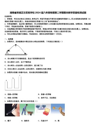 湖南省常德芷兰实验学校2024届八年级物理第二学期期末教学质量检测试题含解析.doc