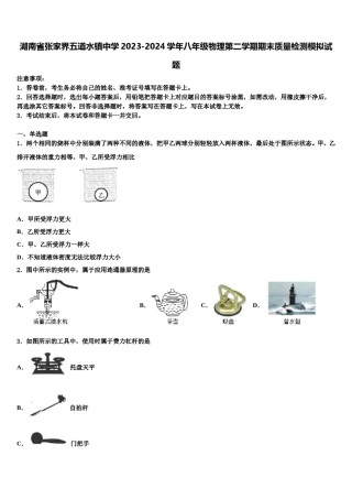 湖南省张家界五道水镇中学2023-2024学年八年级物理第二学期期末质量检测模拟试题含解析.doc