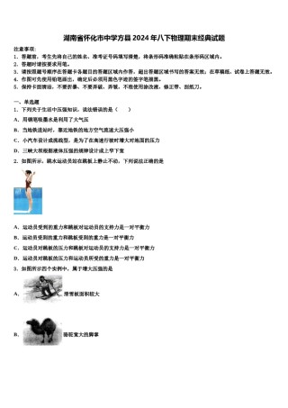 湖南省怀化市中学方县2024年八下物理期末经典试题含解析.doc