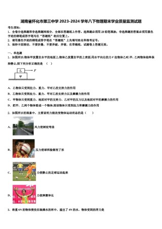 湖南省怀化市第三中学2023-2024学年八下物理期末学业质量监测试题含解析.doc